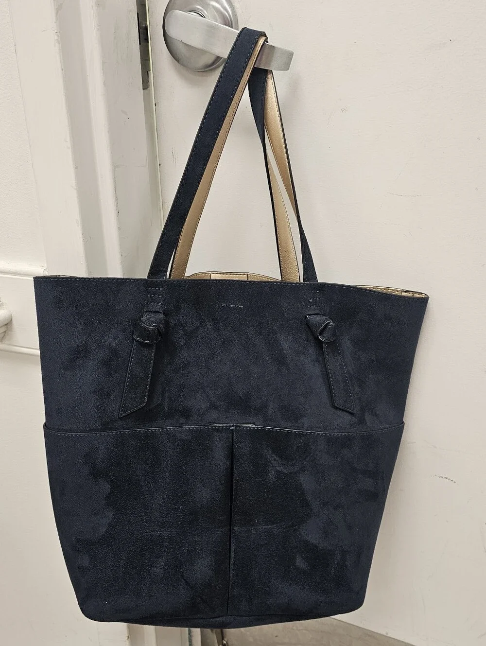 Splendid-Navy Blue Suede Tote Bag with laptop insert